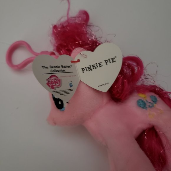 2 pc TY Sparkle BEANIE BABIES MY LITTLE PONY PINKIE PIE Backpack Clip - Picture 2 of 14